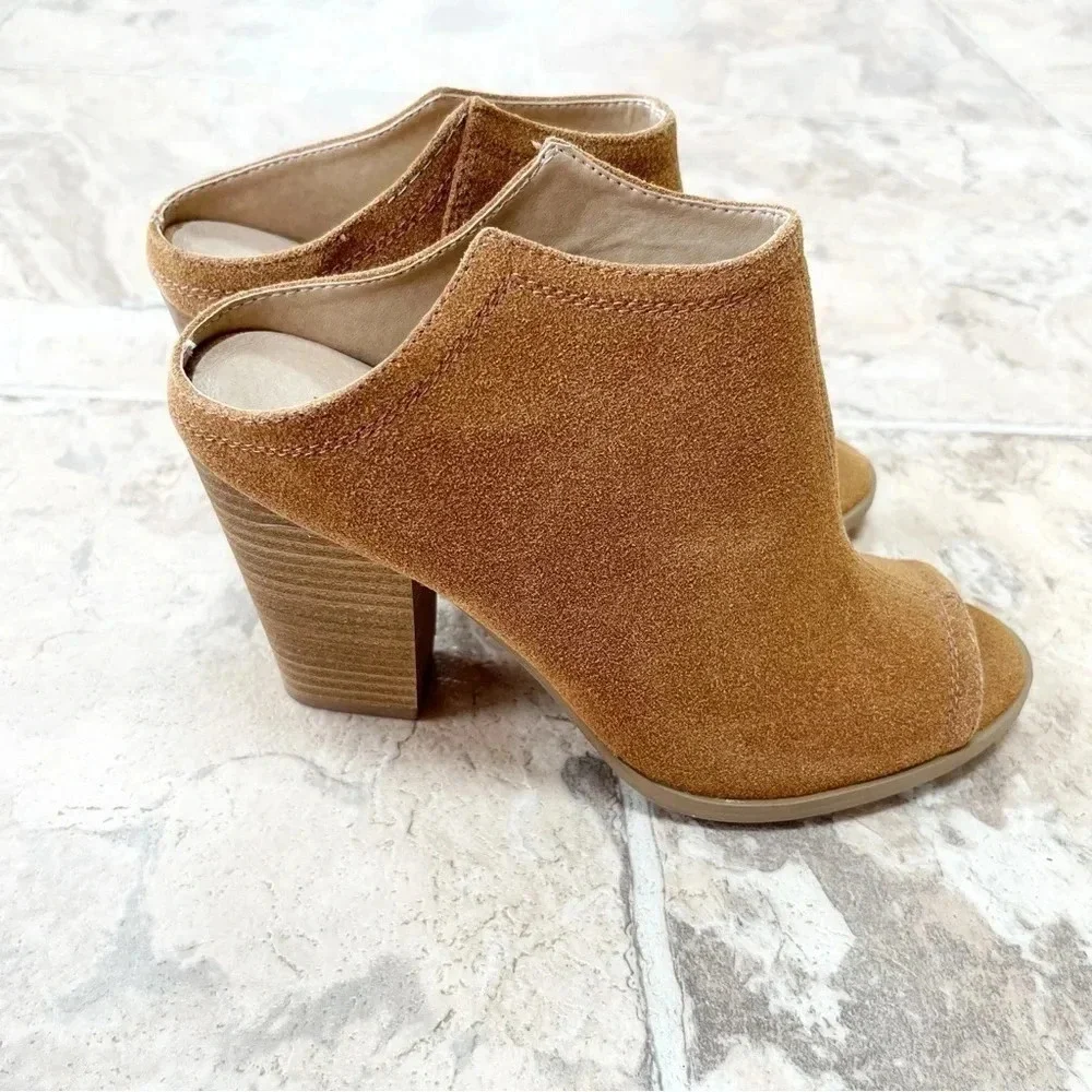 Restricted West Bay Open Toe Booties Whiskey Block Heel Size 7.5 NWT